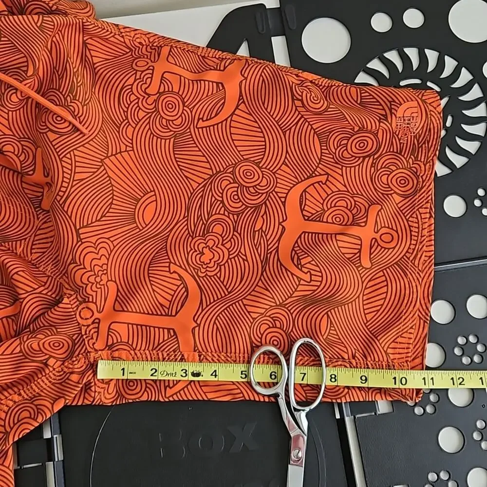 The North Face Board Shorts Swim Trunks Orange Anchors Waves Print‎ | Men's 32